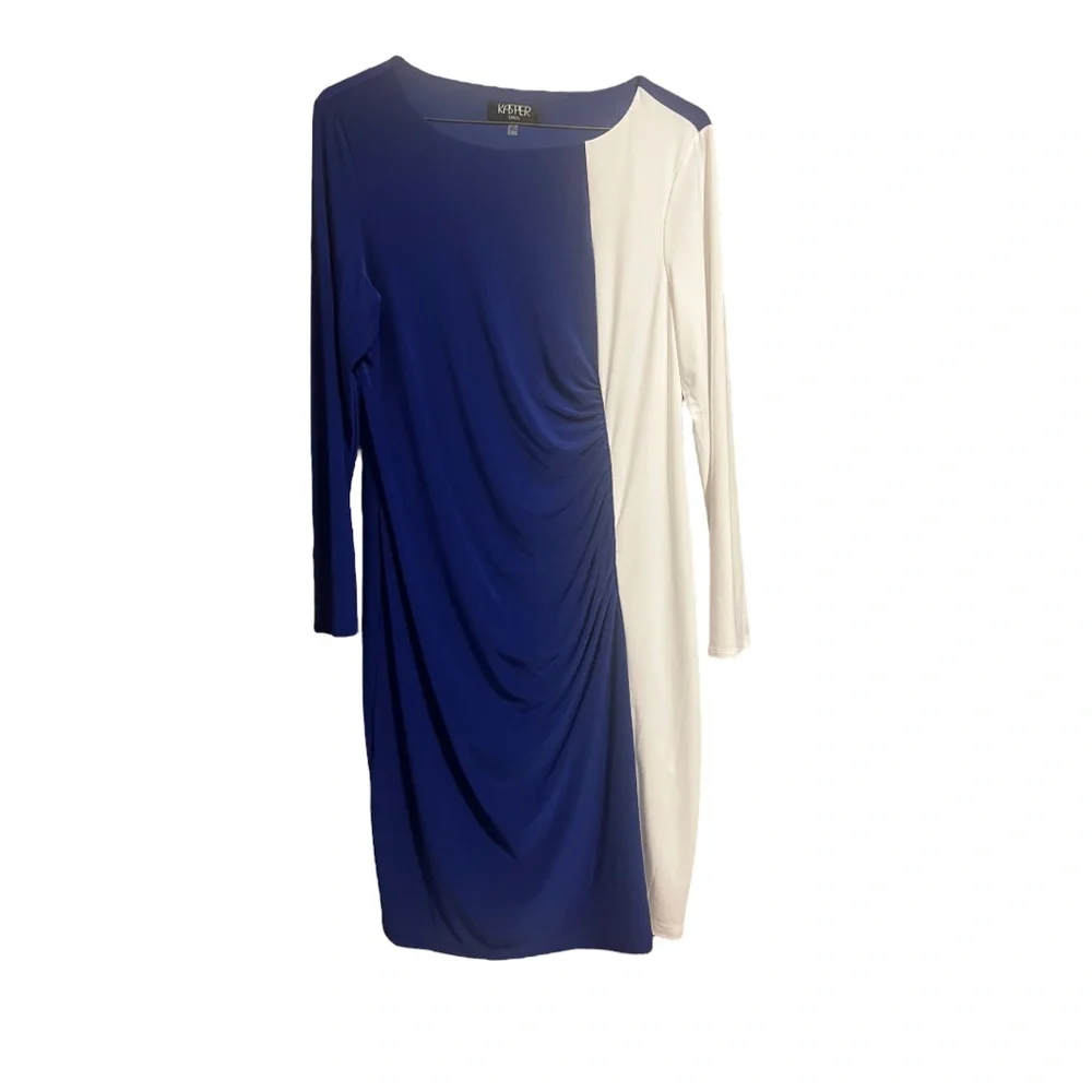 Kasper Long Sleeve Coloblocked Sheath Dress - Picture 1 of 6